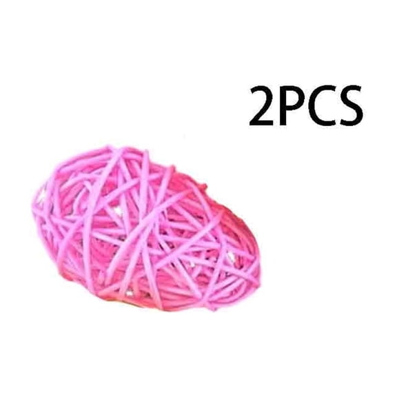 Colorful Natural Woven Rattan Easter Eggs - Festive Hanging Decor for Celebrations, Party Favors, and Seasonal Decorations, Pack of 2
