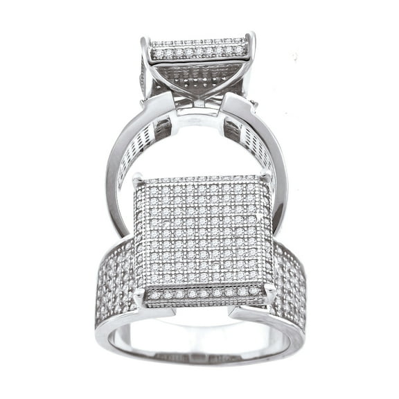 925 Sterling Silver Cubic Zirconia Cluster Square Head Size 6 Womens Fashion Ring Ring for Women