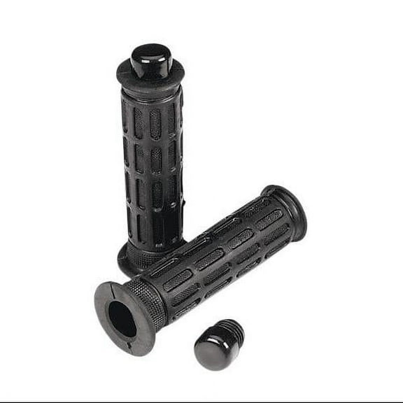 Parts Unlimited Laser Open End Black Motorcycle Grips (1806-10-001)