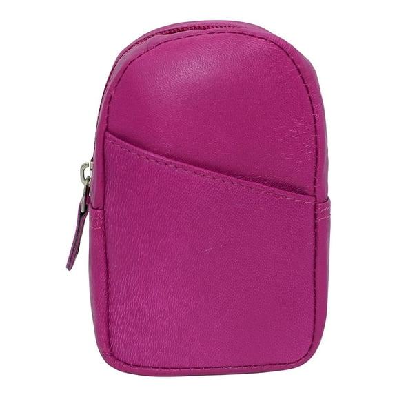 Genuine Leather Zipper Around Cigarette Case Holder and Lighter Pouch for Men & Women 100's Hot Pink