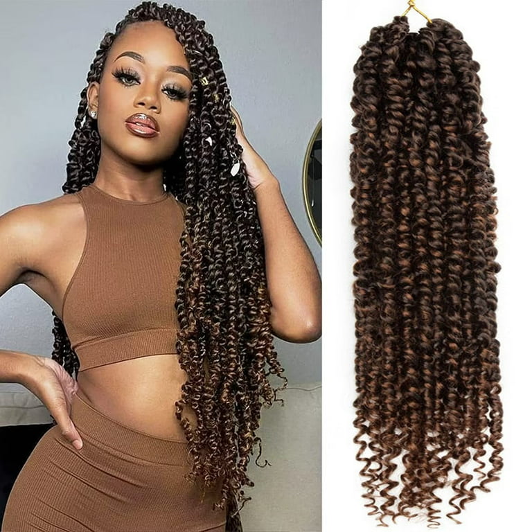 Benehair Passion Twist Hair Extensions Water Wave Pre Looped Black  Pre-twisted Passion Twist Bohomian Braids Crochet Braided hair for Women