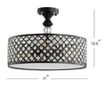 thumbnail image 4 of JONATHAN Y Elise 17" 3-Light Crystal/Metal Drum Semi-Flush Mount, Black, 4 of 10