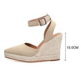 thumbnail image 5 of Dakaela Womens Espadrilles Sandals Closed Pointed Toe Platform Wedge Casual Summer Dress Shoes with Ankle Buckle Strap Beige 6.5, 5 of 7