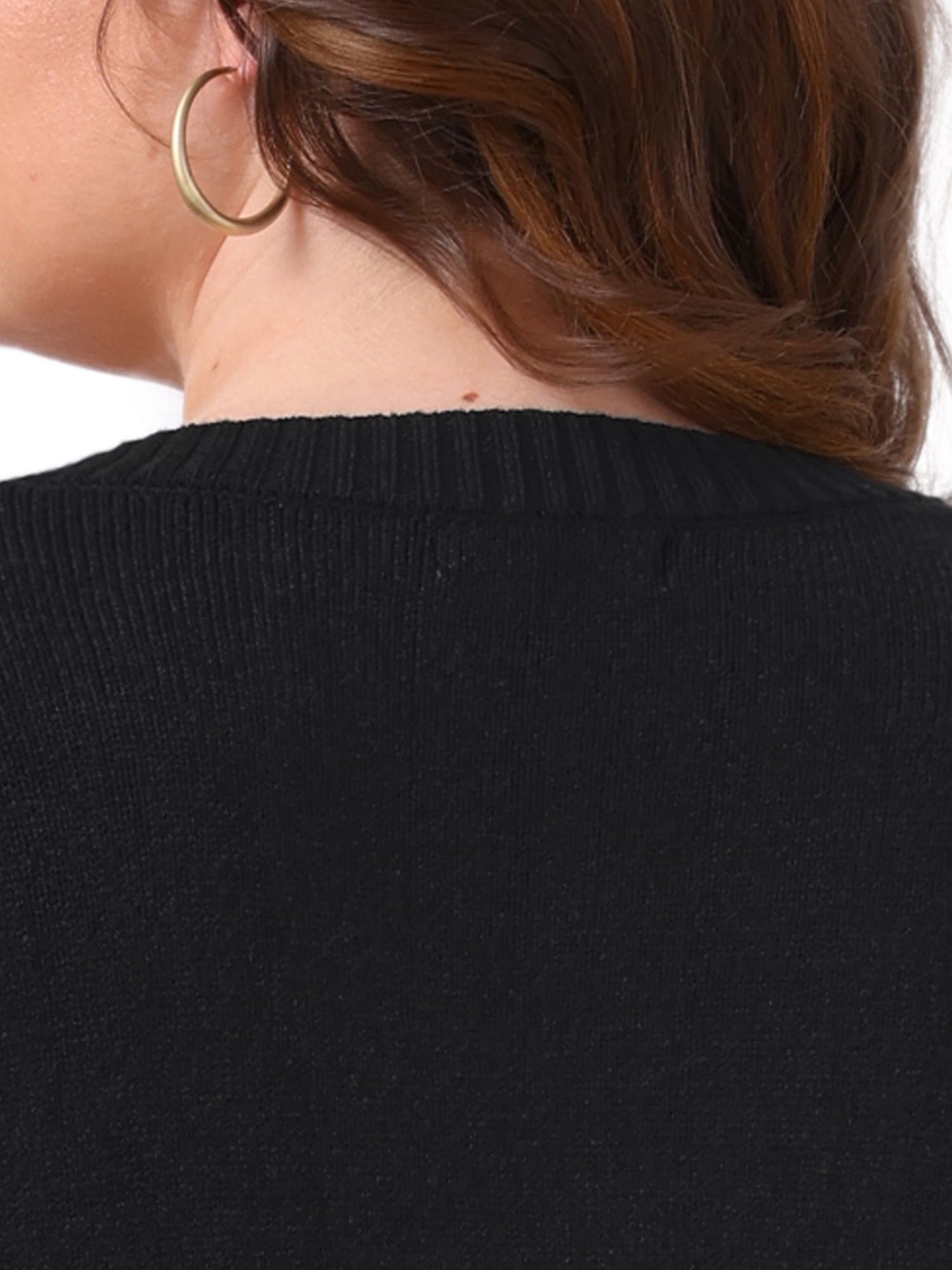 DARING DIVA Women's Plus Casual V Neck Long Sleeve Pullover Sweater 3X Black