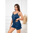 thumbnail image 5 of Ekouaer Satin Pajamas Set for Women Silk Cami Pjs Sets Soft Sleepwear V Neck Camisole Top and Shorts, 5 of 9