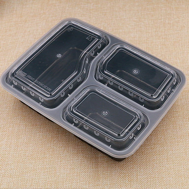 20pcs 1000ml Disposable Meal Prep Containers 2-compartment Food Storage Box  Microwave Safe Lunch Boxes (Black, with Lid) - AliExpress