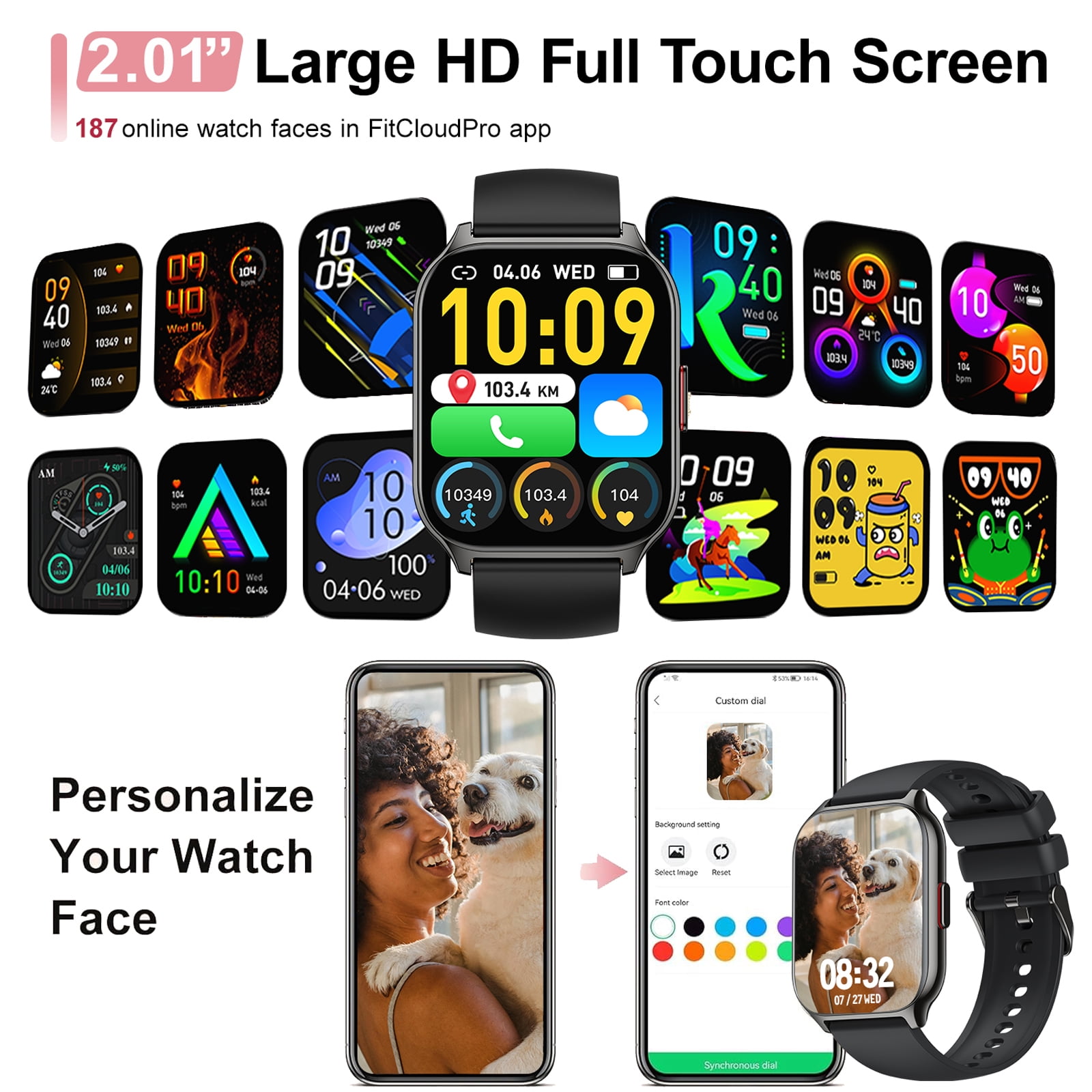 Smart Watch for Android and iPhone, TIGRADE Answer/Make Call Smartwatch for Men Women Waterproof, 23 Sport Modes, Fitness Activity Tracker, Heart Rate