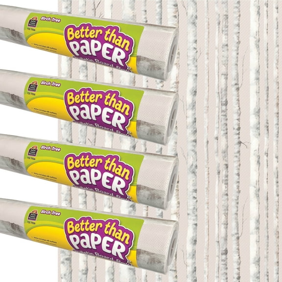 Teacher Created Resources Better Than Paper Bulletin Board Roll, 4' x 12', Birch Trees, 4-Pack