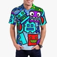 thumbnail image 2 of Lsque Geometry Dash Pattern Golf Shirts for Men Dry Fit Print Moisture Wicking Performance Short Sleeve Polo Shirt-3X-Large, 2 of 7