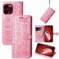 thumbnail image 1 of Funda Cartera FOXDOCK para iPhone 15 Pro , Flip PU con Relieve de Gatos y Perros, Tarjetero y Soporte, 1 of 6