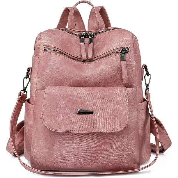 Mochila de piel sintética para mujer, bolso de viaje, mochila, bolso de hombro, color azul