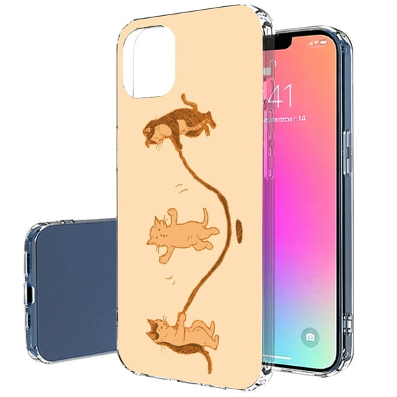 TalkingCase Slim Case for Apple iPhone 14, Slim Thin Gel Tpu Cover, Kitty Jump Print, Light Weight, Flexible, Soft, Anti-Scratch, Printed in USA