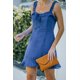 thumbnail image 1 of ABPHQTO Vestido de mujer azul con volantes y lazo en forma de ojo de cerradura, 1 of 5