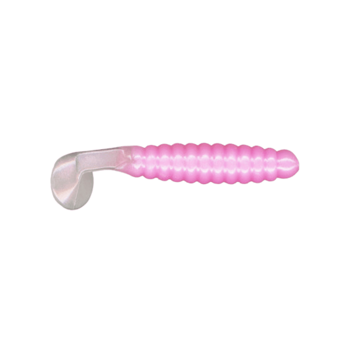 Charlie Brewer's Crappie Slider Grub White/Pink Glow Tail