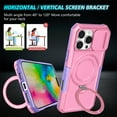 thumbnail image 5 of Dteck Magnetic Case for iPhone 16 Pro Max,Shockproof Silicone Case Compatible with MagSafe Slide Lens Protectio Ring Holder Kickstand Cover for iPhone 16 Pro Max,Pink, 5 of 10