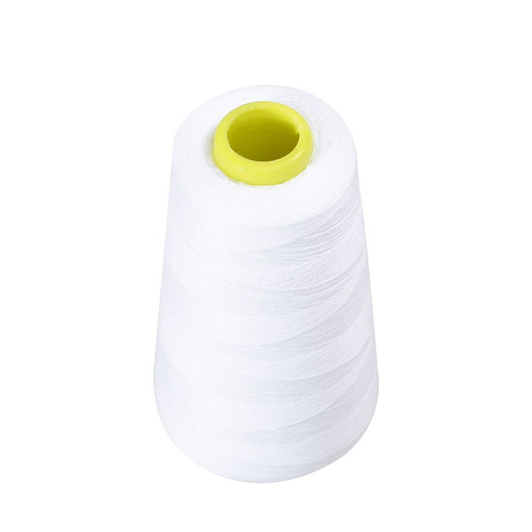 Serger Thread,Sewing Thread, All Purpose 100% Polyester Thread, White 4  Pack of 6000 Yard Each Spool (Upholstery, Canvas, Drapery, Beading, Over  Lock