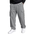 thumbnail image 2 of Dwellite Baggy Cargo Sweatpants for Men Wide Leg Jogger Pants Loose Fit Fashion Solid Color Trousers with Pockets Light Gray M, 2 of 6