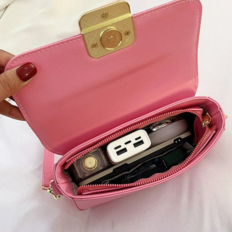 Pink leather flap purse