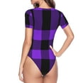 thumbnail image 4 of Easygdp Purple Buffalo Plaid Women's One-Piece Swimsuit Slim Fit Crew Neck Bodysuit Athletic Swimwear with Concealed Buckle - Medium, 4 of 9