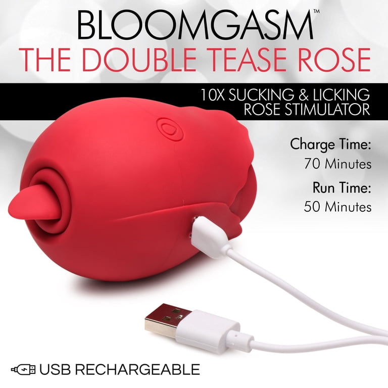 Bloomgasm The Double Tease Rose Clitoral Vibrator, Red