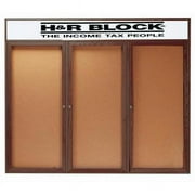 Aarco Products WBC4872-3R 3-Door Enclosed Bulletin Board - Walnut
