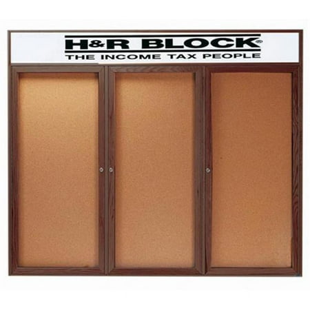 Aarco Products WBC4872-3R 3-Door Enclosed Bulletin Board - Walnut