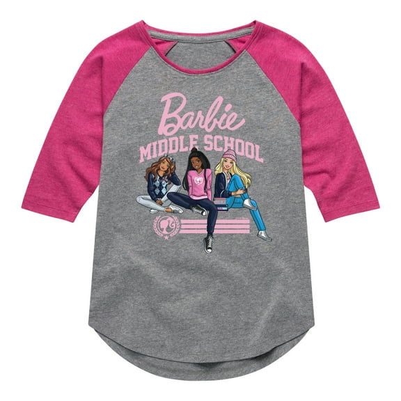 Barbie - Middle School Dolls - Toddler & Youth Girls Raglan Graphic T-Shirt