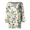 thumbnail image 5 of CYMMPU Floral Printed V Neck Blouses for Women Dressy Casual Spring Topss 3/4 Sleeve Loose Fit Fall Fashion Shirts Business Elegant Work Topss Multicolor XXXXL, 5 of 5