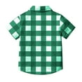 thumbnail image 5 of ZACPNCV Boys Casual Button Down Shirts Stretch Dress Shirs Short Sleeve Plaid Summer Shirts for Boy Olive Green 12-13 Years, 5 of 8