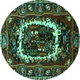 thumbnail image 1 of Ahgly Company Machine Washable Indoor Round Persian Turquoise Blue Traditional Area Rugs, 5' Round, 1 of 4