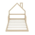 thumbnail image 6 of Leumius Twin Size Floor Bed with House-Shaped Headboard,Montessori Bed Low Floor Bed Frame with Slats for Boys Girls,No Box Spring Needed,Natural, 6 of 9