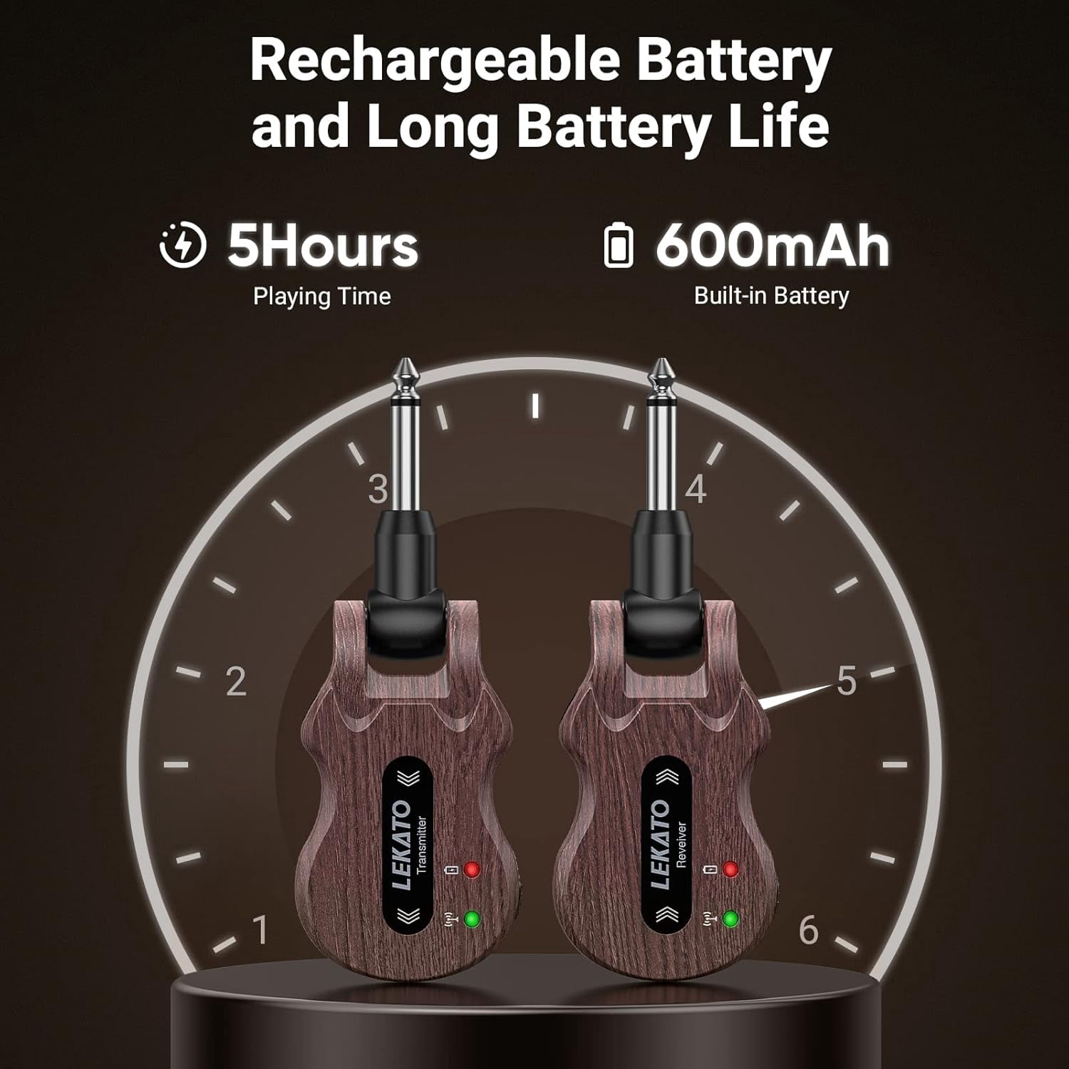 Lekato Wireless Guitar System 5.8 Ghz Stereo Receiver with USB cable 48K/24bit high quality signal