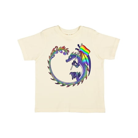 

Inktastic LGBTQ Rainbow Dragon with Pride Flag Gift Toddler Boy or Toddler Girl T-Shirt