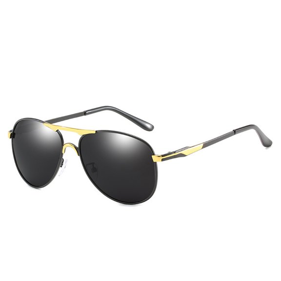 Polarized fashion trend sunglasses driving anti-ultraviolet sunglasses, made of metal - golden