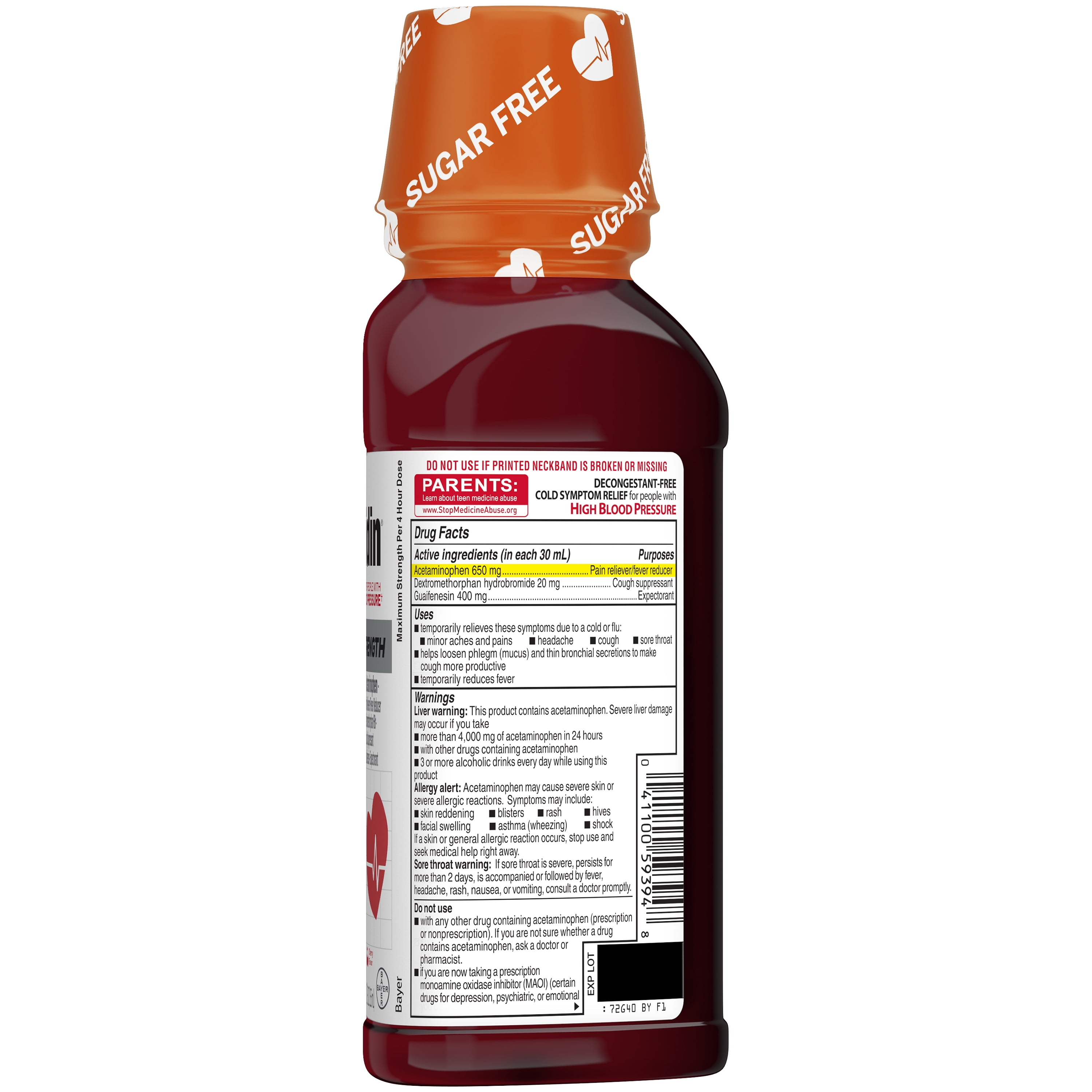 Coricidin HBP Cold, Cough & Flu Medicine, Sugar Free Day Liquid, Cherry, 12 fl oz