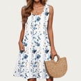 thumbnail image 4 of Women Summer Dresses Women Casual Loose Summer Printed Dress Sleeveless V-neck Top/shirt Set C White S, 4 of 7