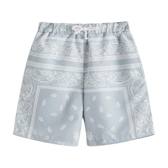 Kids' Unisex Bandana Print Elastic Waist Shorts Lightweight Summer Casual Playwear Multi Color Kids Clothing 2-14Y