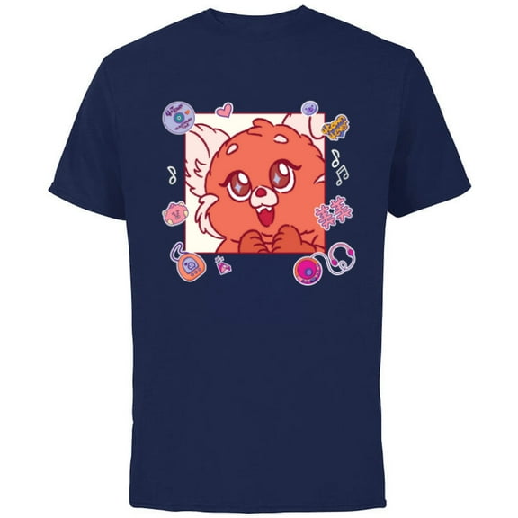 Disney and Pixar’s Turning Red Fluffy Cute ‘90s Panda Mei - Short Sleeve Cotton T-Shirt for Adults - Customized-Navy