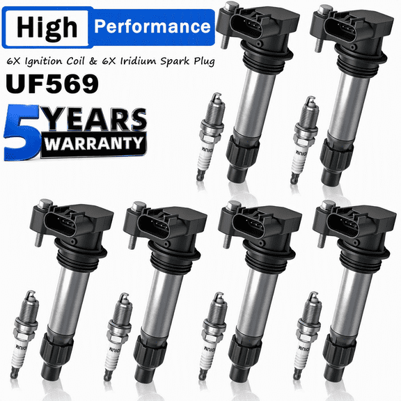 Ignition Coil and Spark Plug Kit for 2010-2018 Chevy Traverse 3.6L V6 UF569 6 Pack Set