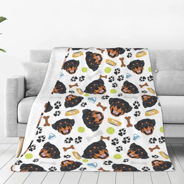 Balery Rottweiler Manta de Felpa Suave y Acogedora – Cobija de Franela Aterciopelada para Cama, Lavable y Cálida para Sofá, Mascotas, Transpirable-80"x60"