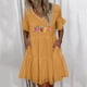 thumbnail image 1 of ICHUANYI Clearance Women's Summer Casual Floral Print Casual Short Sleeve V-Neck Pocket Sundress Dress(Yellow, XL) ICHUANYI WER2023080908047, 1 of 6