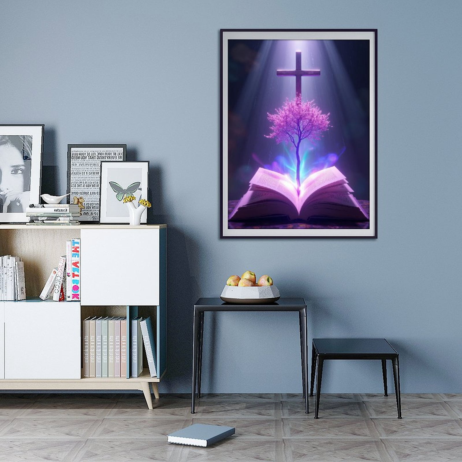 Diamond Art Kits for Adults - 5d Purple Tree Light Cross Diamond Painting for Adults, Diamond Art for Adults Beginners, Diamond Painting Kits for Adults for Home Wall Decor
