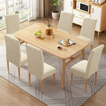 TOPCHANCES Dining Chair Slipcovers Protector, Set of 6 Stretch Chair Covers for Dining Room Home Party Decor, Off-white