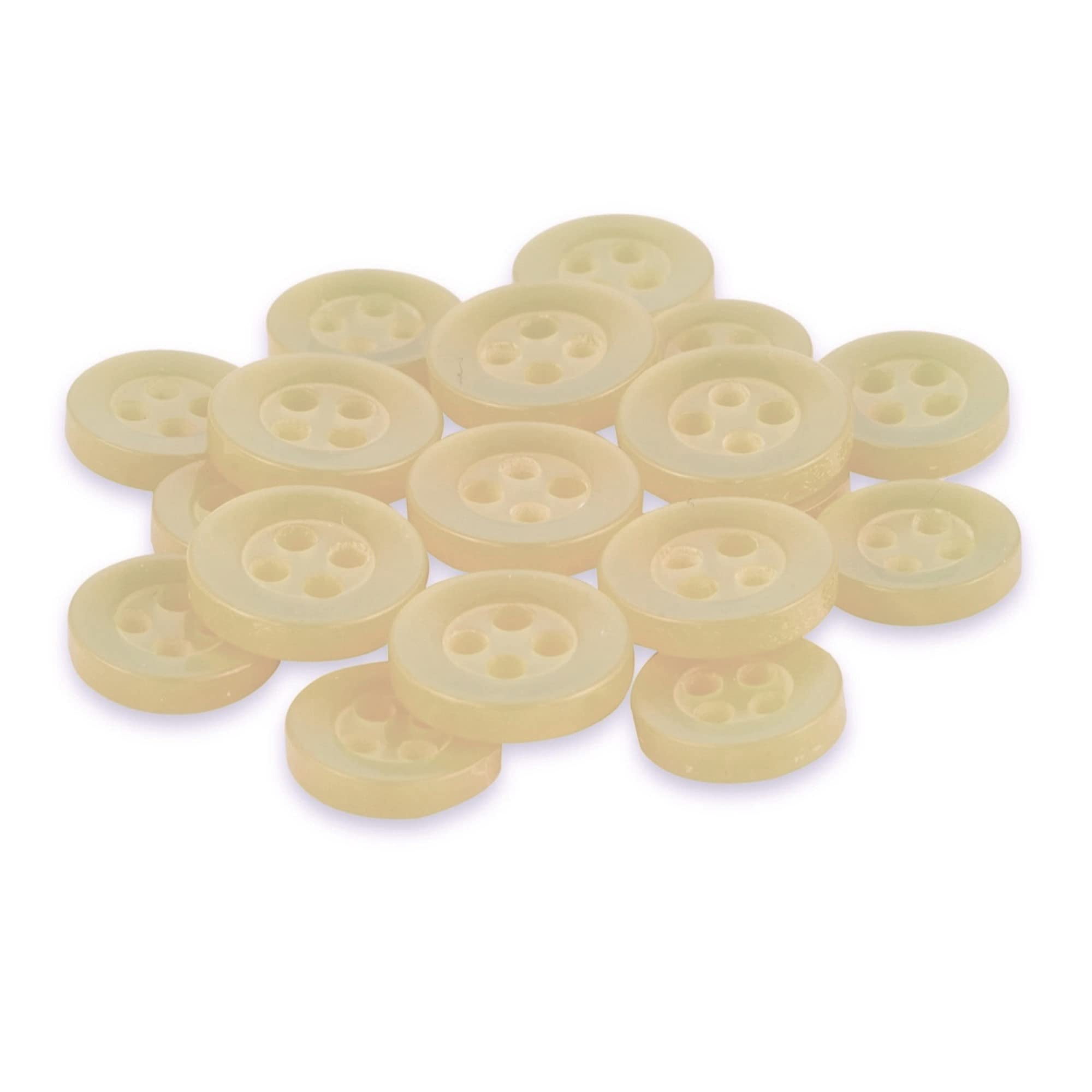 ButtonMode Replacement Shirt Buttons 22pc Set Has 8 Front (11mm or 7/16 in), 7 Sleeve (10mm or 3/8 in) & 7 Collar (9mm or Almost 3/8 in), Khaki Beige