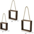 thumbnail image 4 of FFIY Hanging Square Floating Shelves Set of 3 Boho Wall Decor Rustic Wood Cube Photo Plant Display Shadow Boxes Decorative Shelf - Home Office Decoractions for Living Room Bedroom Apartment, Brown, 4 of 4