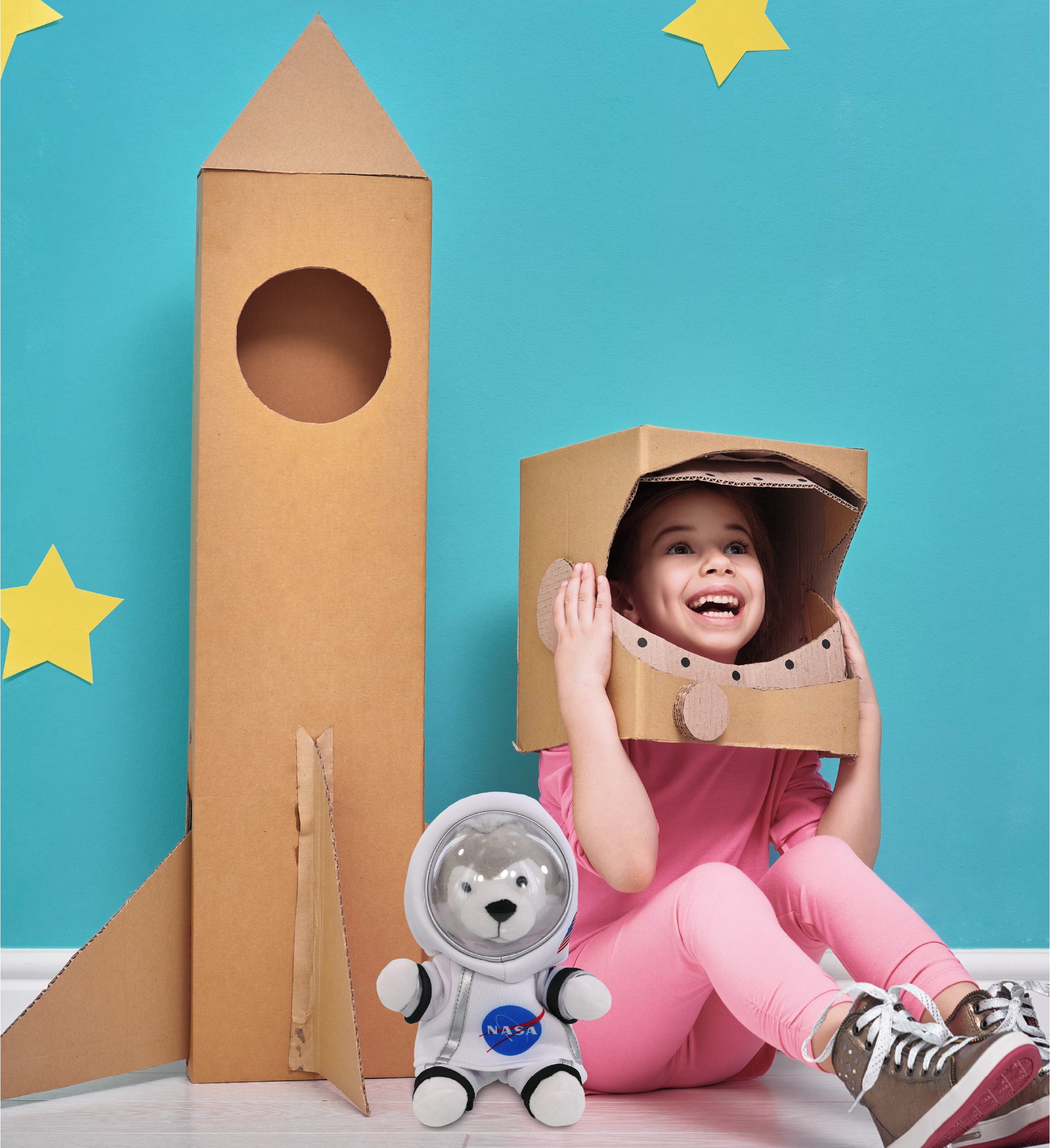 DolliBu Grey Wolf Astronaut Plush Toy - Super Soft Wild Life Astronaut Stuffed Animal Plush with Space Helmet and NASA Astronaut Suit, Cute Spaceman Doll Decor for Girls and Boys - 6 Inch