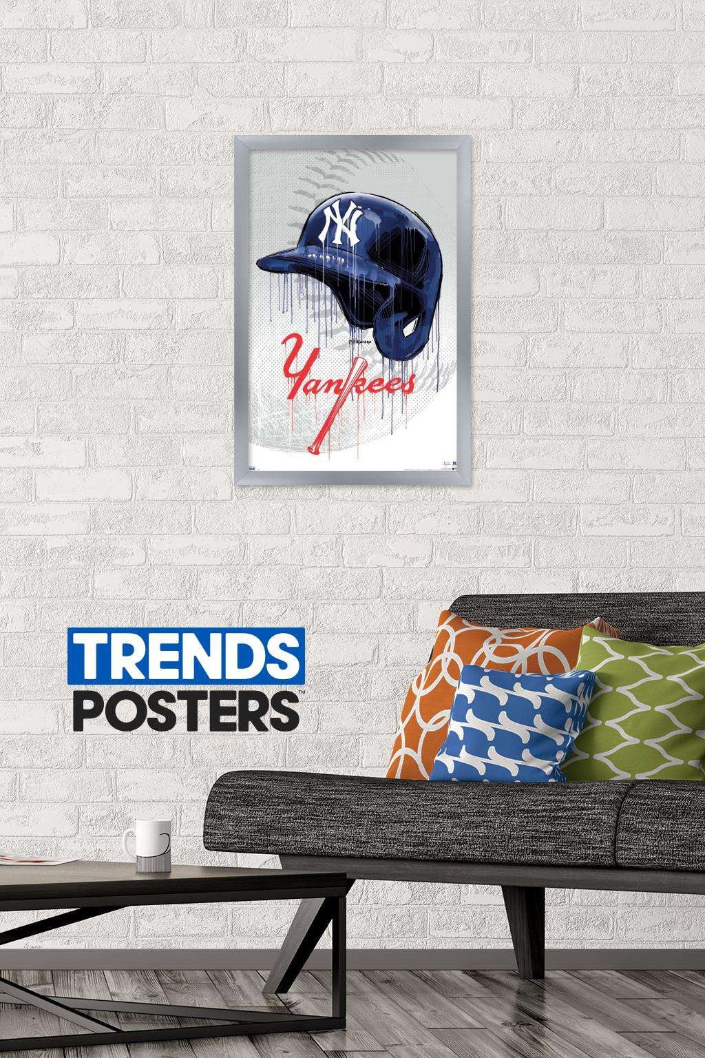MLB New York Yankees - Drip Helmet 20 Wall Poster, 14.725" x 22.375", Framed
