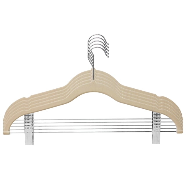 5/10pcs Clothes Hangers with Movable Clips Velvet Ultra Thin No Slip Rack Skirt Pants Hangers