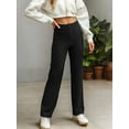 thumbnail image 5 of Weardear Women's Casual Straight Leg Pants High Waisted Button Down Stretchy Business Work Trousers with Multiple Pockets, 5 of 7