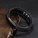 thumbnail image 4 of Pulsera de cuero negro para hombre - Regalo Hombre 19cm, 4 of 5